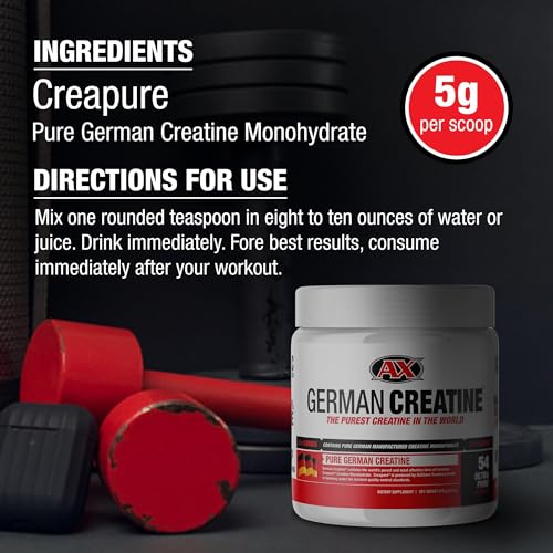 German Creatine - Micronized Creatine Monohydrate Powder, 99.99% Pure Creapure for Muscle Growth, Strength & Performance, Supports Muscle Recovery, 3rd Party Tested, Unflavored - 270g (54 Servings) - Thumbnail 3
