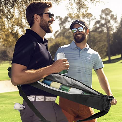 Upgraded Golf Beer Sleeve With 6 Ice Pucks- 7 Cans Golf Beer Cooler Bag Golf Beer Sleeve For Golf Bag To Keep Drinks Cold For Hours- Great Golf Gift For Father's Day Men Golf Lovers Accessories(Black) #TOP1