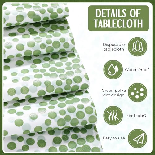 Image of Breling 24 Pack White and Sage Green Disposable Plastic Tablecloths and Satin Table Runner Set, 54 x 108 Inch Tablecloth, 12 x 108 Inch Table Runners for Wedding Graduation Birthday Baby Shower