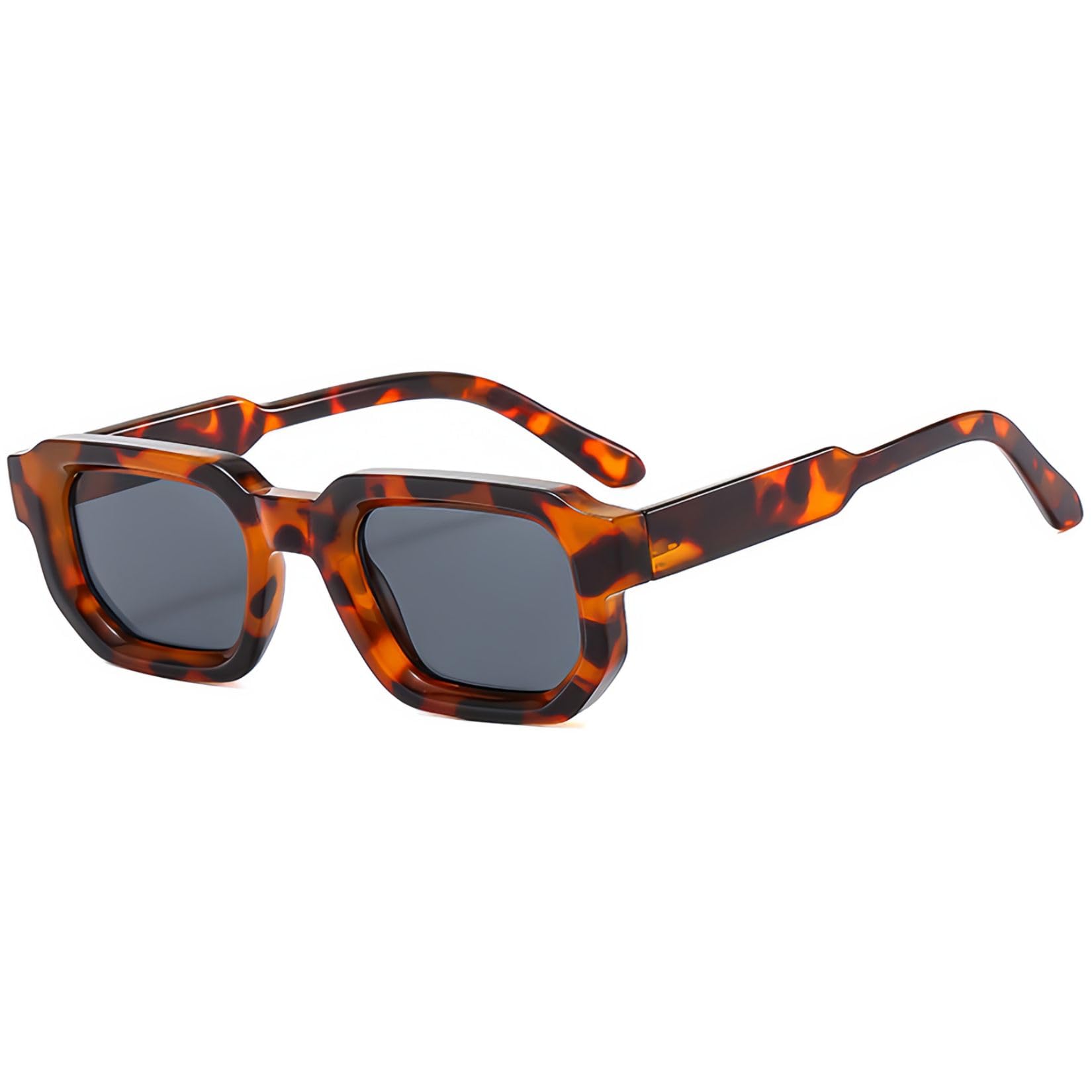 JCTAIFOO Trendige Rechteck Sonnenbrille für Herren Damen Vintage Rechteckige Retro Quadrat Chunky Brille