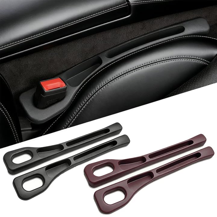 4 Pcs Vehicle Mounted Gap Leak Proof Filling Strip Car Seat Gap Filler Car Seat Gaps Plug Car Gap Filler Prevent Items From Falling Off Place Items Suitable for Most Car Models(Black Brown)