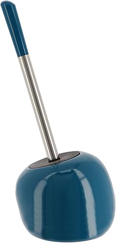 PISE - Juego de escobilla de inodoro y soporte independiente color azul pavo real