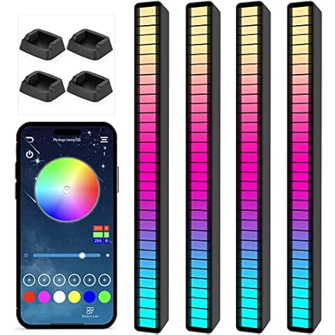 Soulpunk RGB Rechargeable Sound Control Light, Voice-Activated Pickup Music Rhythm Lights, Creative Colorful LED Ambient Light, with 15 Modes Music Sync 32-Bit Audio Spectrum for Car（4 Pack-App） Cover