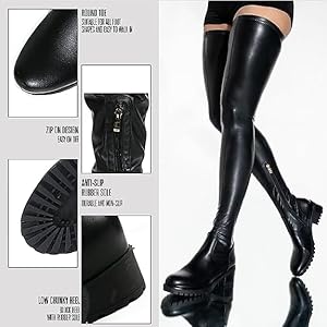 Amazon.com | AOSPHIRAYLIAN Womens Thigh High Boots Chunky