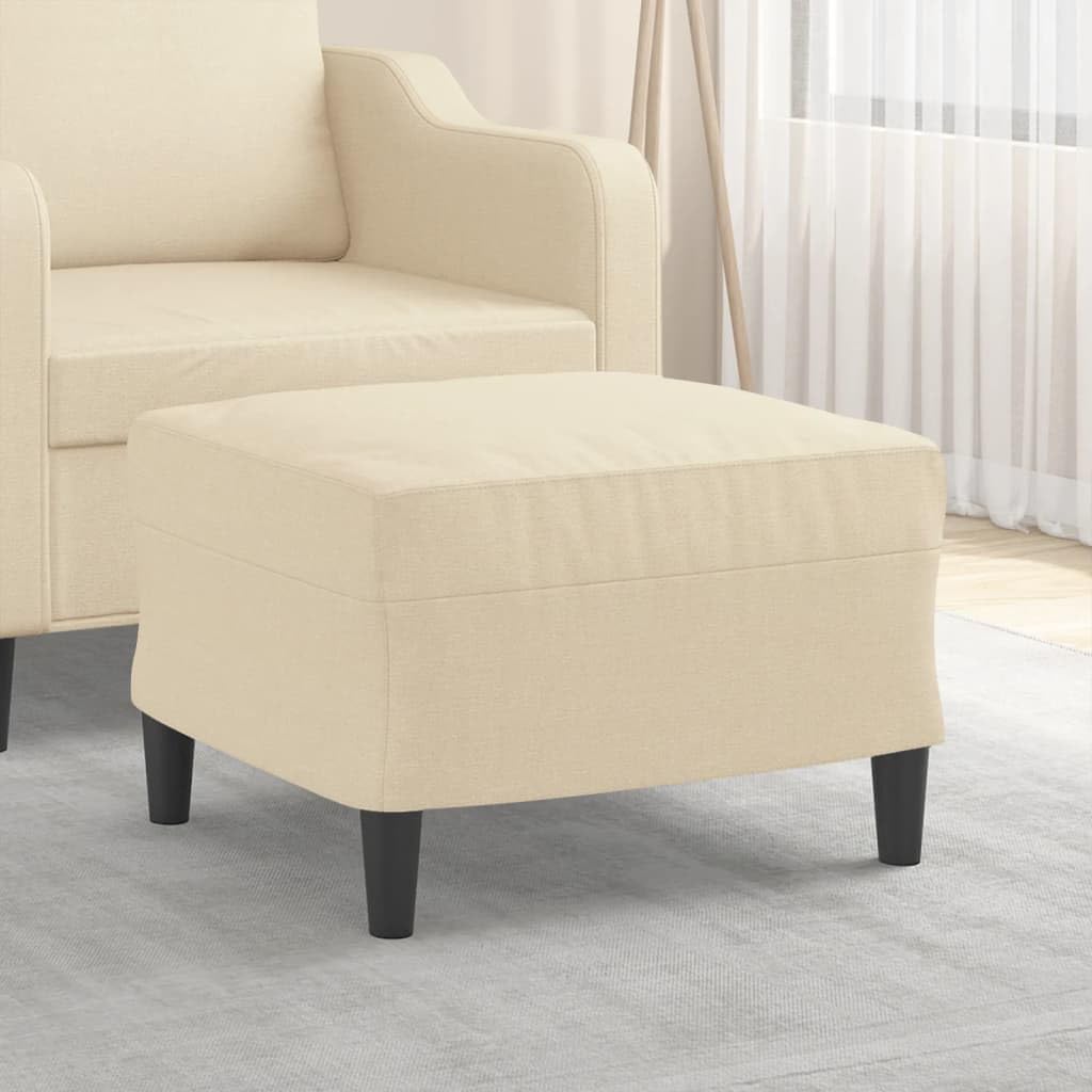 Fußhocker Creme, 60x50x41 cm, Stoff, vielseitiger Ottoman für Wohnzimmer, Schlafzimmer, Bequeme Fußablage, stabile Sitzgelegenheit
