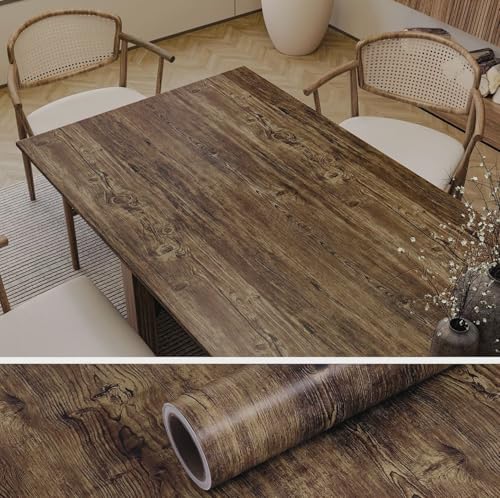 Image of HOME13 Self Adhesive Wood Grain Wallpaper for Furniture Vinyl Sticker Wooden Door Desktop Wall Paper Kitchen Wallpaper 2 feet by 10 feet, Rustic Wooden