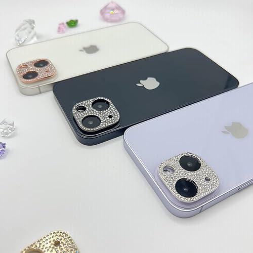 Miniatura 4 de Paquete de 2 protectores de lente de cámara compatibles con iPhone 14 pro14 Pro Max y iPhone 15 pro15 Pro Max con purpurina 3D con diamantes
