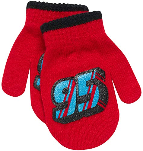 Disney Cars Lightning Mcqueen Winter Hat 2 Pair Mittens Or Gloves (Toddler/Little Boys), Size Age 2-4, Cars Red Black Mitten Set #TOP5