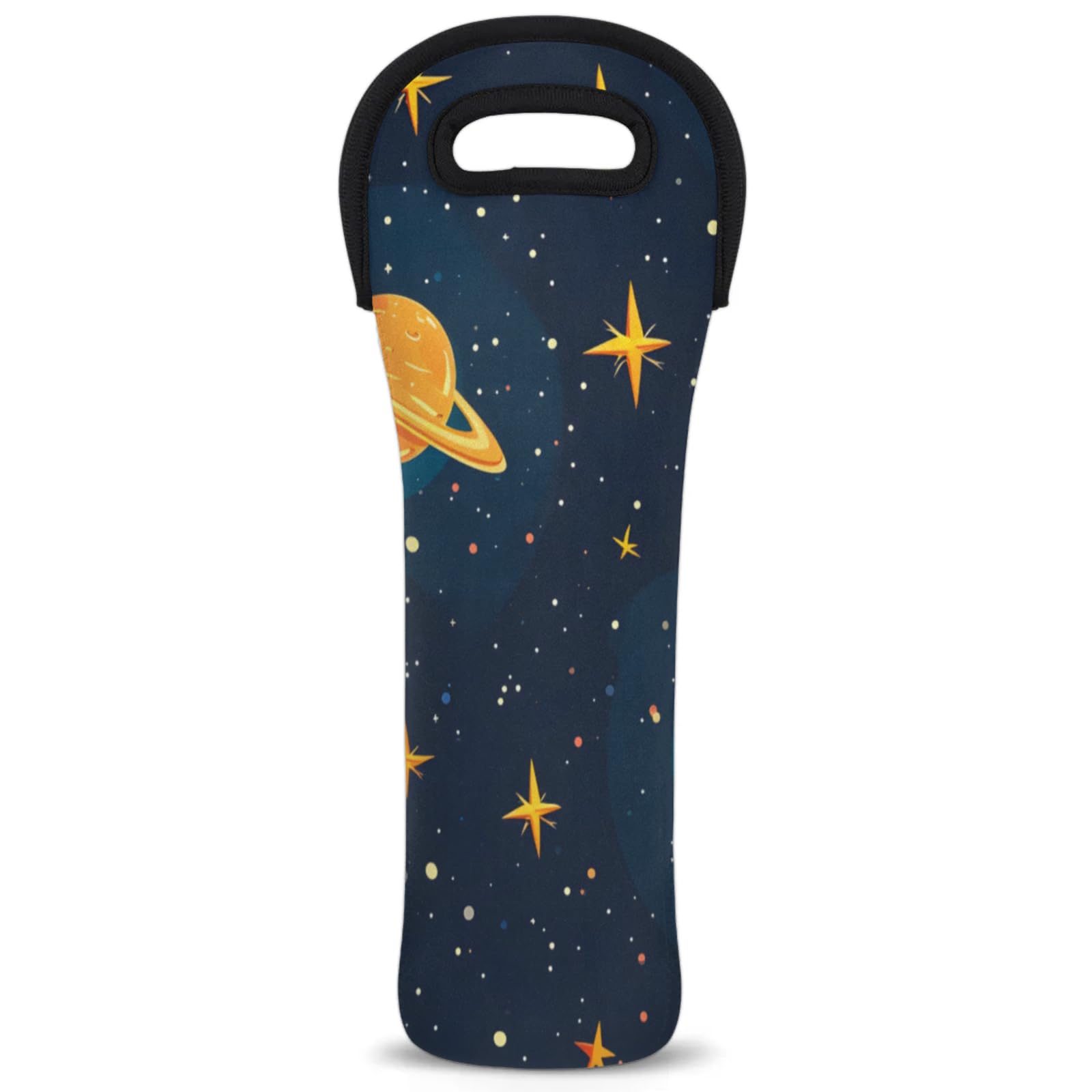 Neoprene Wine Tote Carrier Bag for Wine,Water, Champagne, Beer, Baby Bottles 15.6 x 5.1 Inches, Protective Wine Bag,Universe Planets