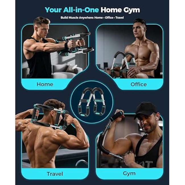 Power Twister Arm Trainer 65¨C110lbs Adjustable Resistance Chest, Arm & Shoulder Workout Bar Home Gym Strength Training Equipment for Men & Women Non-Slip Grip, Portable with Carry Bag & User Guide