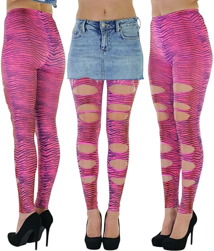 Image of ToBeInStyle Women's Slashed Ripped Shredded Distressed Hosiery Tights Leggings Music Festival