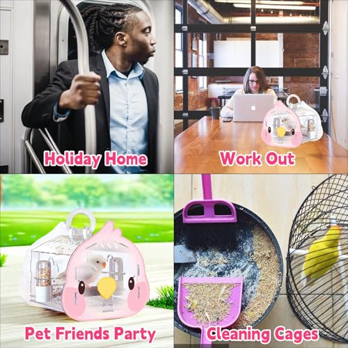 Image of Hamiledyi Small Bird Travel Carrier Cage Transparent Parakeet Carrier Backpack with Standing Perch Portable Outdoor Cage for Lovebird Parrot Swallow Goldfinches