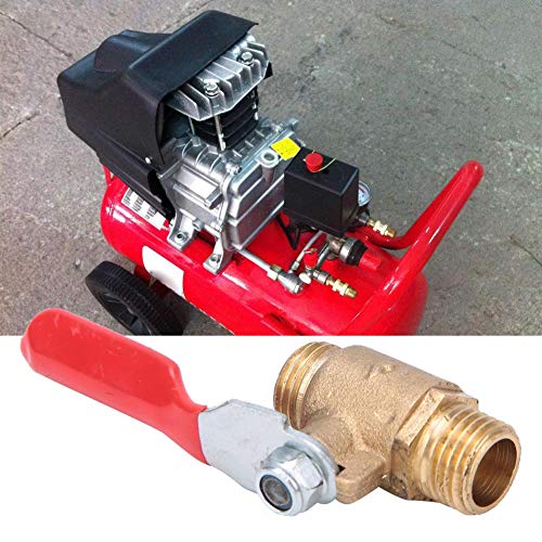 OKBY Ball Valves - 5 Pcs Double Male Thread G1/4 Brass Valve Air Compressor Accessory Tubing Pipe Hose Air Tool with Red Shank - Image 2