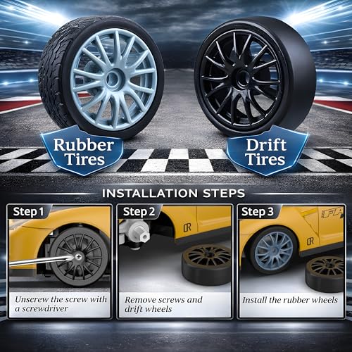 Image of Remote Control Car RC Drift Car 2.4GHz 1:24 Scale 4WD 20KM /H High Speed Model Vehicle with LED Lights Drifting Tire Racing Sport Toy Car for Adults Boys Girls Kids Gift