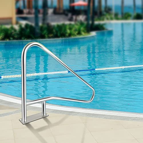Tcfundy Pool Handrail 57"X35" Swimming Pool Stair Rail 304 Stainless Steel Pool Hand Rail With Grip Cover, 385Lbs Load Capacity, Quick Mount Accessories #TOP5