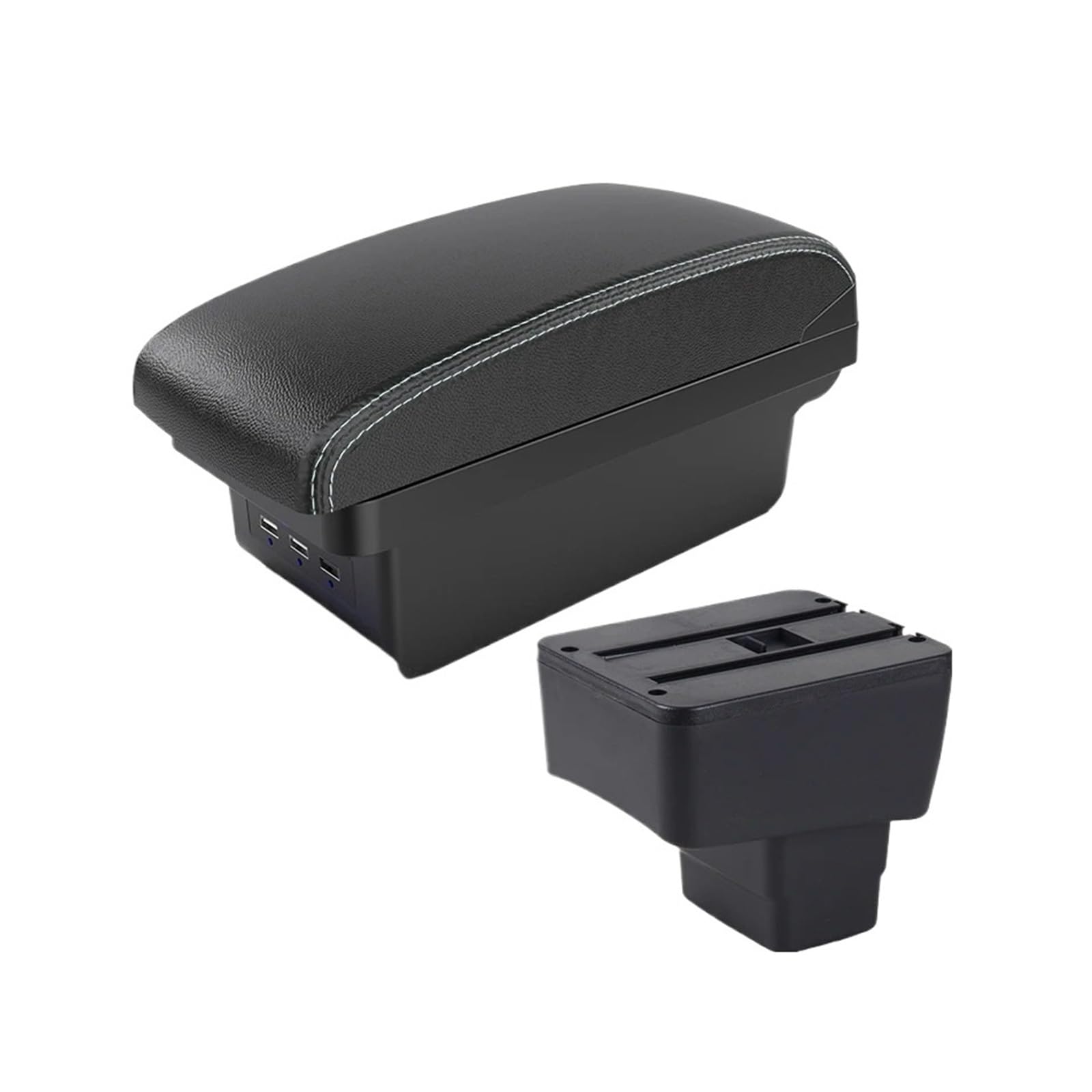 Ggwqoops Car Armrests For Mazda 2 III For (DJ) 2014-2024 Car Armrest Box Storage Interior Modification Multi-function Auto Parts Armrest Box(B3 Black white 3 USB)