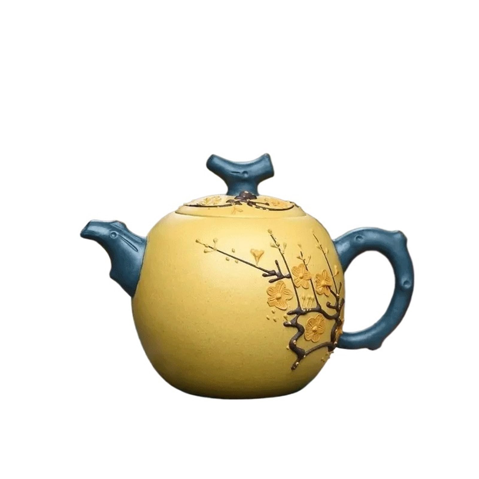 Tyuhduyur White Handpainted Plum Blossom Teapot Yixing Clay Tea Pot Section Mud Filter Kettle Zisha Tea Set 260Ml ( Dinosaur Doodle4)