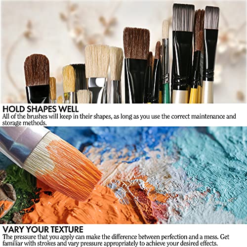 ARTIFY 10 Pcs Paint Brush Set Includes a Carrying Case, Hog Hairs Painting Brushes with a Carrying Case for Oil, Watercolor and Gouache Painting, for Kids and Adults, Beginner and Professional, Green