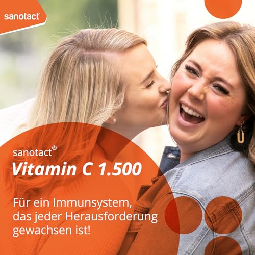 sanotact® Vitamin C 1500 – hochdosiert & vegan – 30 Tabletten Depot – Vitamin C hochdosiert für Immunsystem, Zellschutz & Energie – glutenfrei, laktosefrei, zuckerfrei – Immunsystem stärken