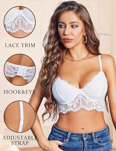 Avidlove Lace Bralettes for Women Corset Bustier Top with Underwired V Neck Camisole Lingerie Crop Top3