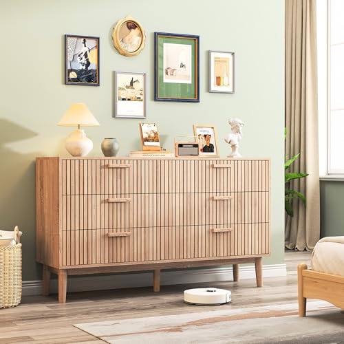 Unidad organizadora de almacenamiento vintage con contenedores de tela, unidad de almacenamiento de estilo retro, cómoda con cajones para dormitorio, cómoda de tela para armario (6 cajones (100 x 34 x