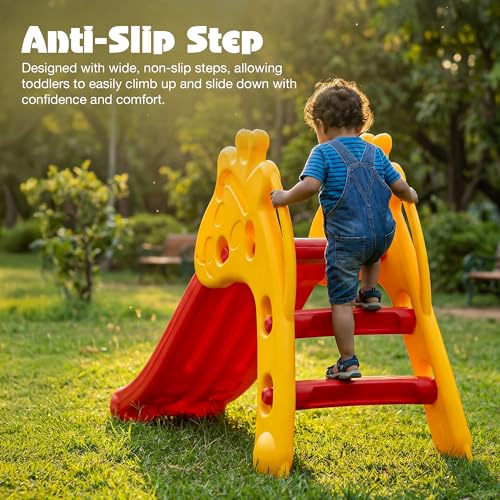 Image of Baybee Baby Slides for Kids | Perfect Outdoor Garden Sliding with Climbing & Anti Slip Steps | Baby Play Area Indoor Setup for Babies | Freestanding Slider for Kids 2+ Years (Giraffe)