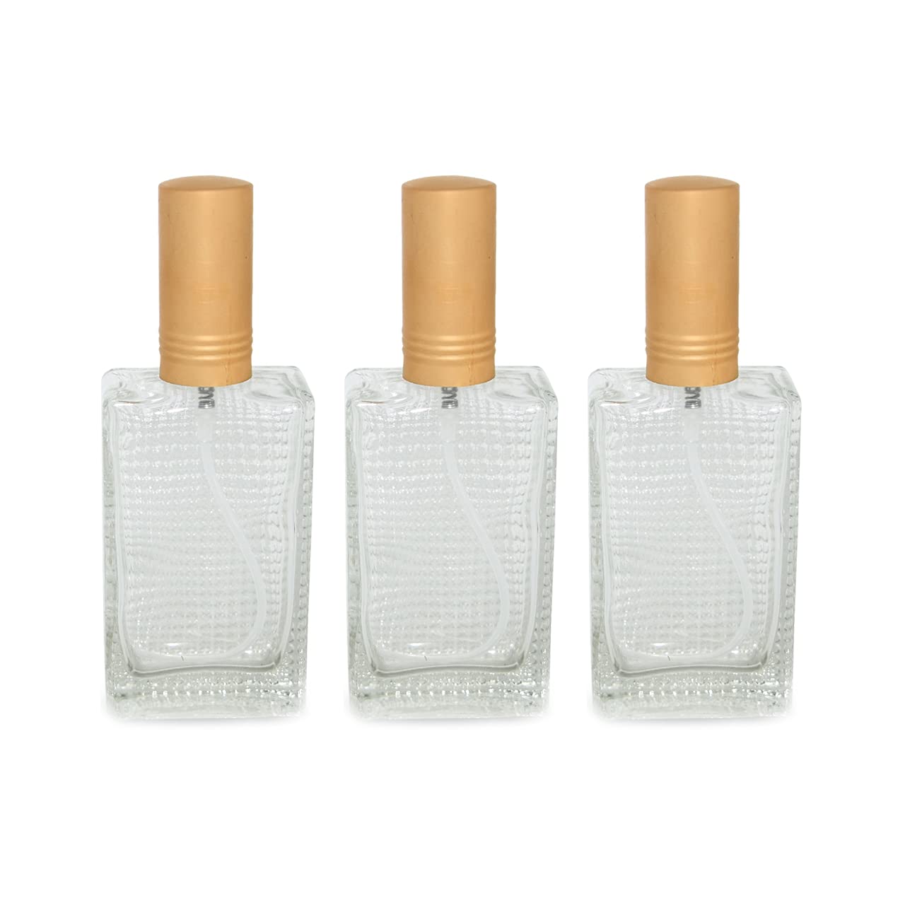 Hunky Dory 50ml Empty Refillable Glass Bottle with Spray Pump and With Double Cap for For DIY Perfume, Essential Oils, Blends, Rose Water (Pack of 3)