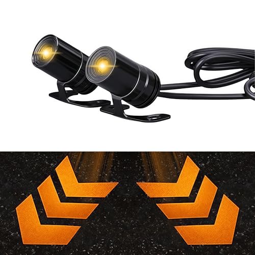 Akarado 8-30V LED Motorcycle Turn Signal Light, 2PCS Amber Color 3 Arrow Projection Blinker,Waterproof Self Adhesive Surface Mount, for Car ATV Scooter Bike Truck, for Harley Yamaha Suzuki Honda