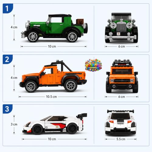 Image of Yashoni Pocket Block Pull-Back Cars Pack of 3-298 Pcs Building Blocks Set | Pull Back & Go Racing Action, STEM Construction Toy for Kids 6+ Boys & Girls | Educational 3D Building Kit, Gift