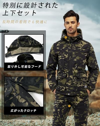 Amazon.co.jp: [NXOZEG] アウトドアジャケット 上下セット メンズ
