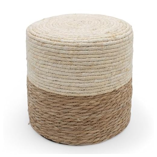 Tabouret en jonc de mer vintage naturel - 30 cm - Fibre naturelle - Pouf bohème - En jute - Repose-pieds - Tabouret - Coussin d'assise