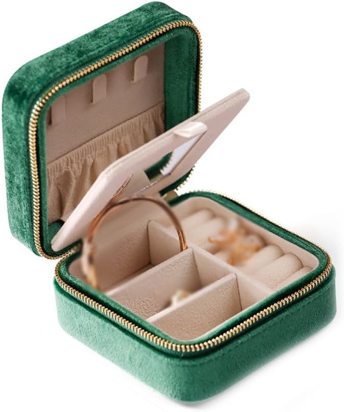 JSEIAJB Portable Travel Jewelry Bag Necklace Velvet Strap Jewelry Storage Box(E)