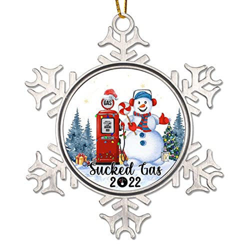 Adornos de decoración de árbol de muñeco de nieve, muñeco de nieve, gas aspirado, decoración de árbol de Navidad, bomba de gas divertida 2022, adornos de Navidad de copo de nieve de metal, regalo para