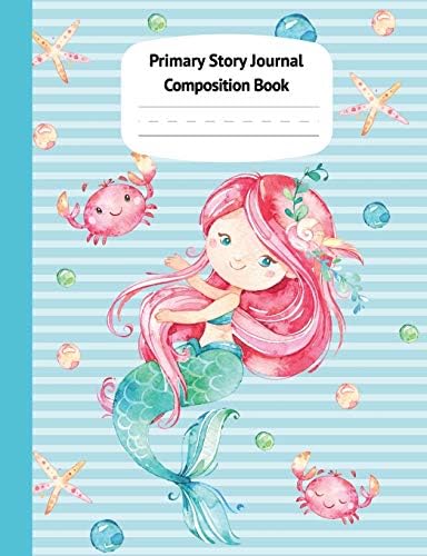 Mermaid Naia Primary Story Journal Composition Book: Grade Level K-2 Draw and Write, Dotted Midline Creative Picture Notebook Early Childhood to Kindergarten (Fantasy Ocean Watercolor Series)