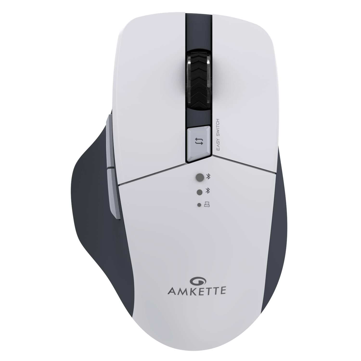 Amkette Hush Pro Epic M Rechargeable Wireless Mouse/Bluetooth Mouse | 3 Device Connectivity with Bluetooth and USB 2.4 GHz with Easy Switching, Silent Switches, Ergonomic Design, Upto 3200 DPI (White)-image-8