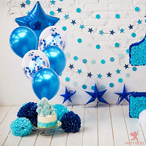 Image of Party Propz Blue Balloons For Decoration - Set of 18 Pcs (12 inches) Blue Balloons For Birthday | Latex Balloons and Confetti Balloons For Decoration