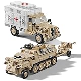 DRMNomogeny Technik WW2 Militär Bausteine Set, 994+ Teile Blitz Truck & Armored Halftrack Klemmbausteine Panzer Spielzeug, Militär Bausteine Heim Dekor, Geschenk für Militärbegeisterte
