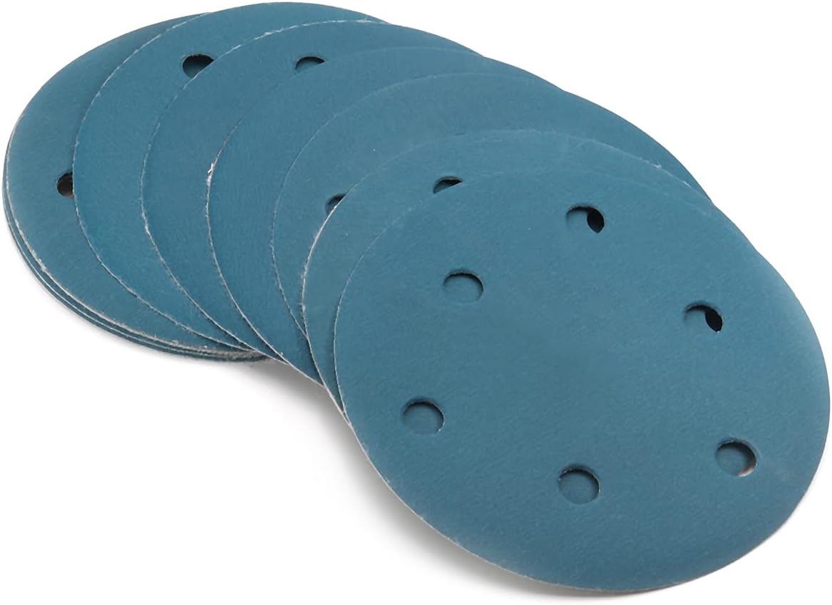 Auniwaig 10PCS 600 Grits Hook and Loop Sanding Disc, 5-Inch 6-Hole, Aluminum Oxide Round Flocking Sandpaper for Sanding Grinder Polishing Accessories