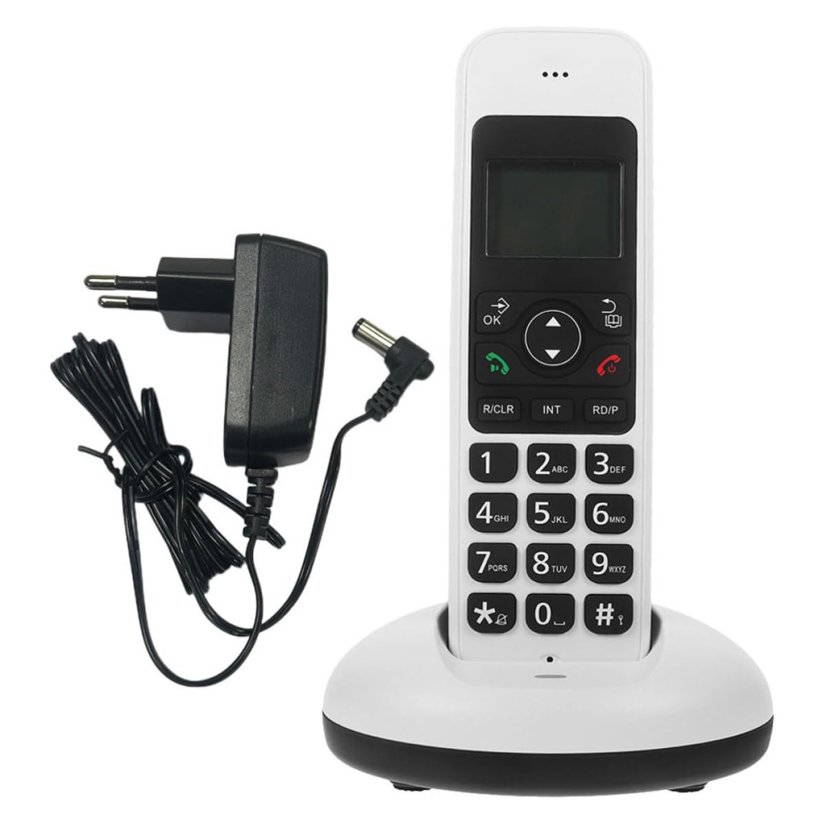 Telefono Cordless Digitale a Tasti Grandi, Telefono di Casa Senza Fili Espandibile, Bianco, Display LCD, ABS, per Casa e Ufficio, per Anziani e Ipovedenti