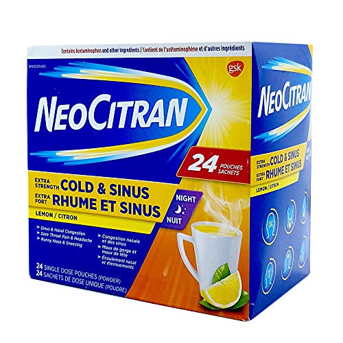 NEOCITRAN Extra Strength Cold & Sinus Night, 24 Single dose Pouches(Powder)