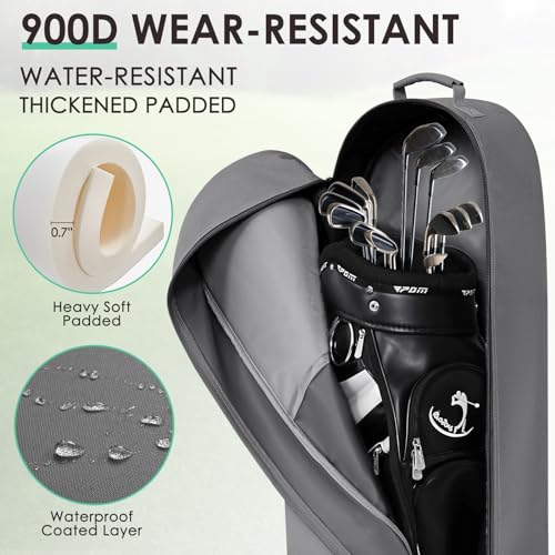 Golf-Reisetaschen mit Rollen, strapazierfähiges, abriebfestes 900D-Oxford-Material, leichte und tragbare Reisetasche für Golfschläger, ideal für Flugreisen (Grau, Schulter)