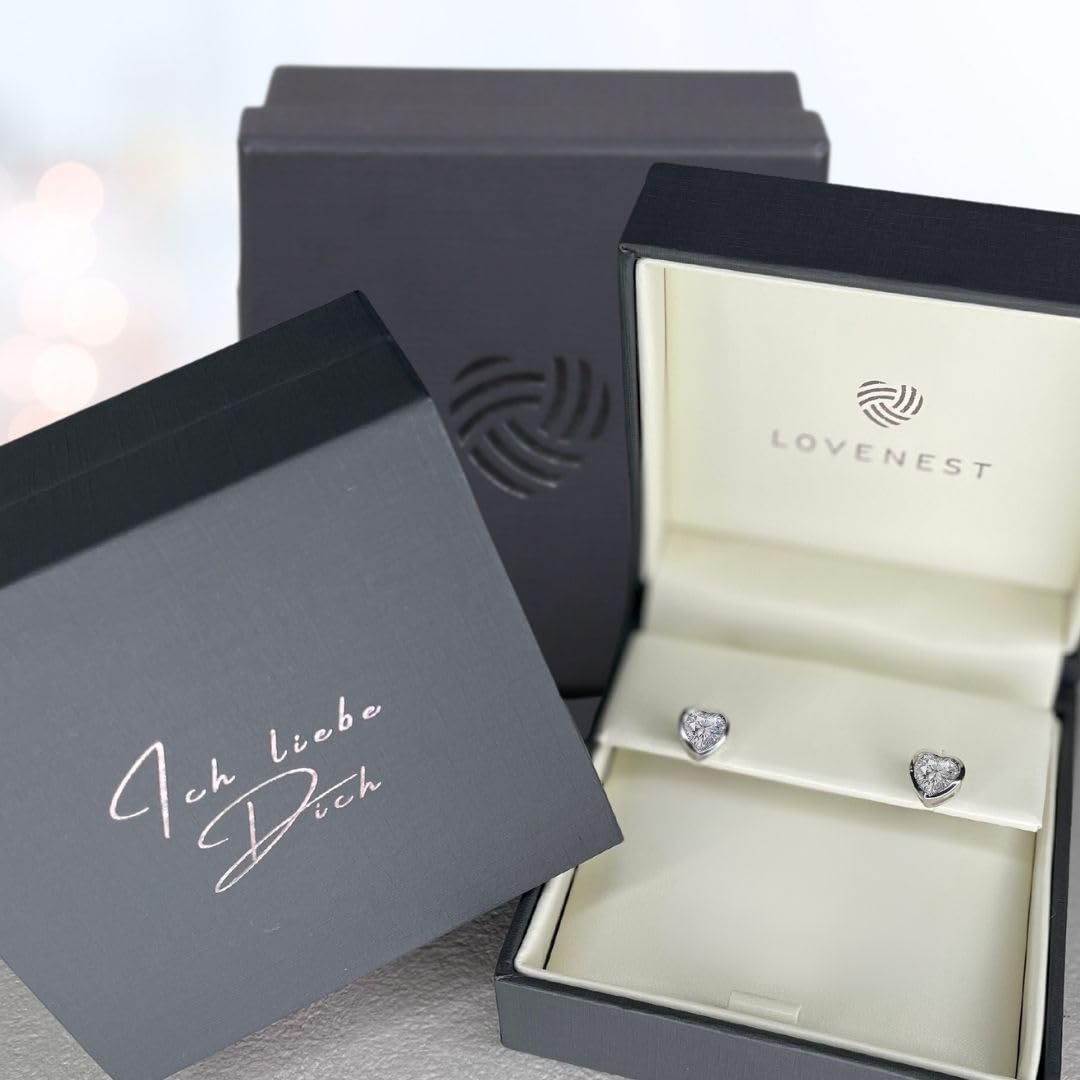LOVENEST Herz Ohrstecker Damen 925 Silber/Gold vergoldet