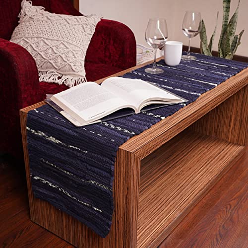 HOMEMONDE-Chindi-Table-Runner-14-x-72-Inches-Recycled-Cotton-Reversible-Rustic-Vintage-Style-Tabletop-for-Parties-Dining-Table-Wedding-Navy-Blue HOMEMONDE Chindi Table Runner 14 x 72 Inches Recycled Cotton Reversible Rustic Vintage Style Tabletop for Parties Dining Table Wedding Navy Blue