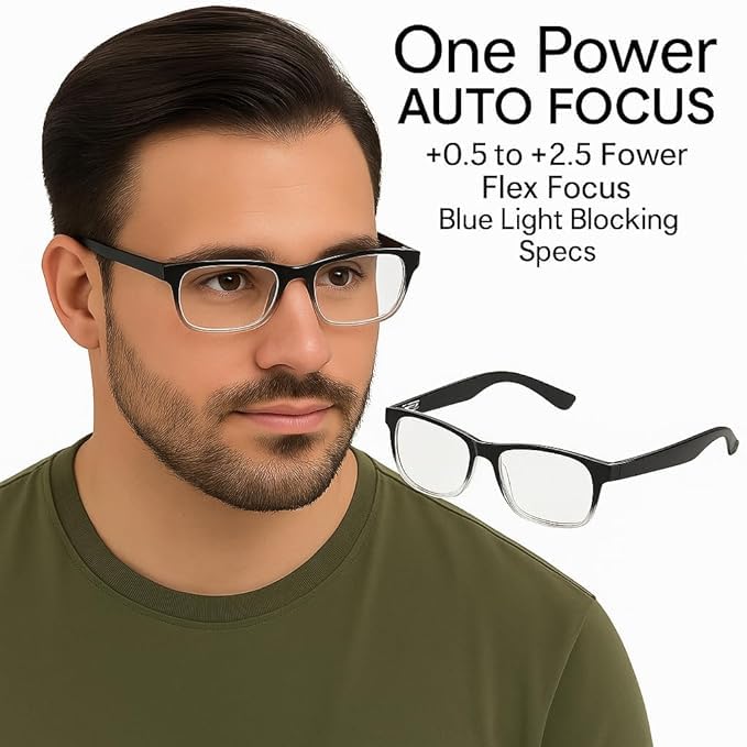 One Power Auto Focus Reading Glasses for Men & Women – +0.5 to +2.5 Power Flex Focus Blue Light Blocking Specs – Progressive Magnifying Rimless Lightweight Readers for Computer, Books & Screens - Image 6 thumbnail