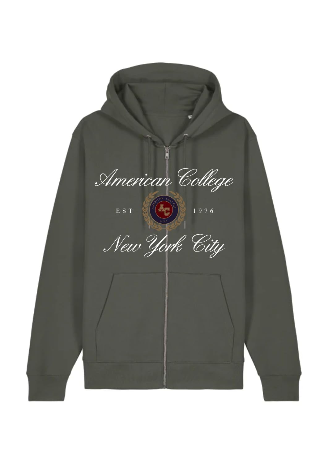 AMERICAN COLLEGE USA Męska bluza z zamkiem błyskawicznym khaki rozmiar XL umowa, zielony, XL
