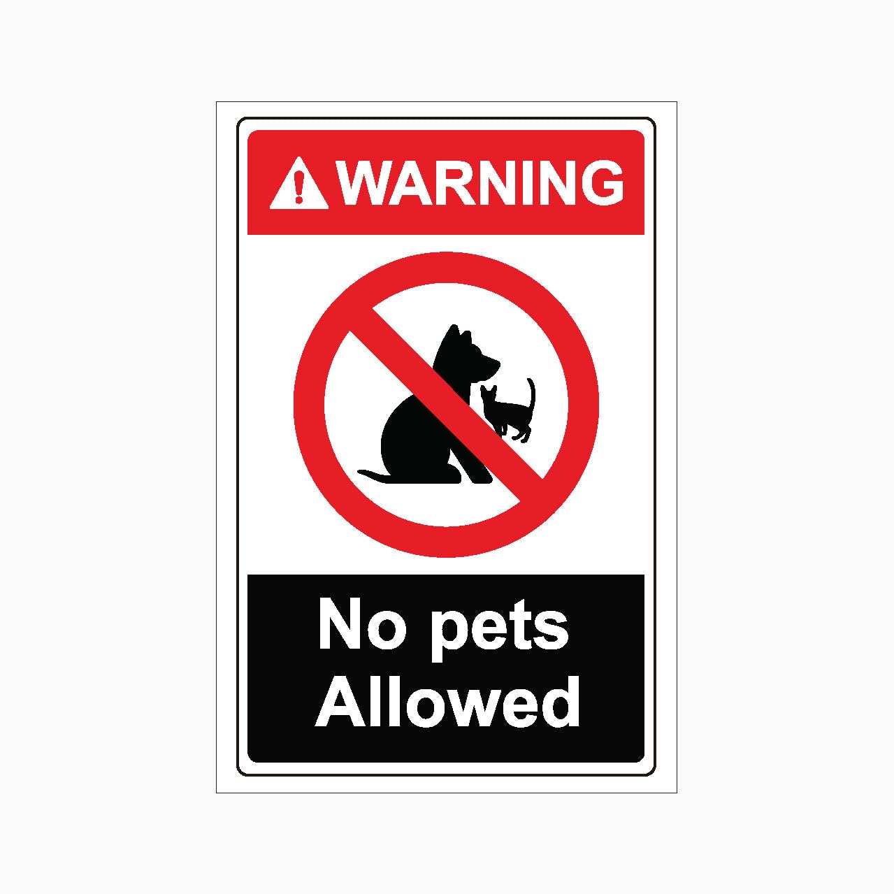 WARNING NO PETS ALLOWED Sign Warning Metal Tin Sign 8 x 12 inch for Industrial & Commercial Series