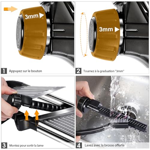 MASTERTOP Adjustable Mandoline Food Slicer,Vegetable Slicer Fruit Cutter,Stainless Steel Kitchen Mandolin,Julienne Slicers for Kitchen Onion Potato, Tomato, Carrot, Vegetable, and Fruit