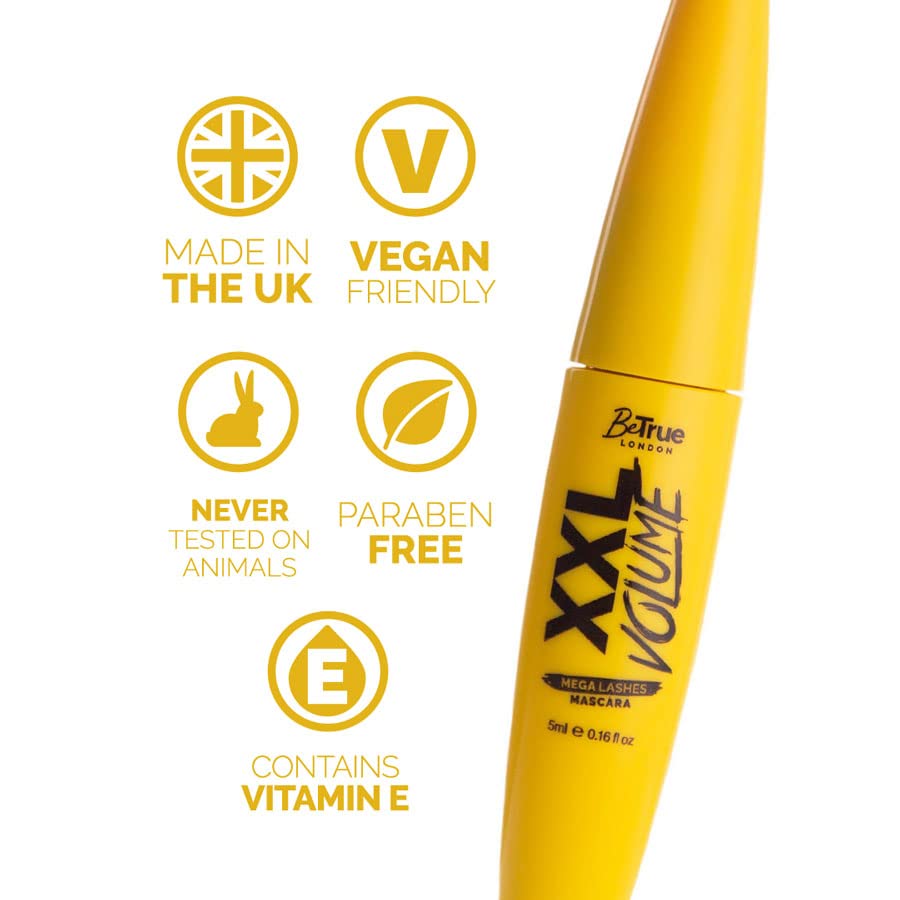 BeTrue London XXL Volume Mega Lashes Vegan Mascara - Gentle, Contains Vitamin E, Fragrance & Paraben Free - Made in the UK (XXL Volume) - Image 4