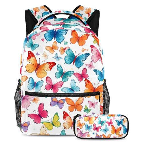 Sac à dos imprimé papillon aquarelle léger pour soulager le dos des enfants
