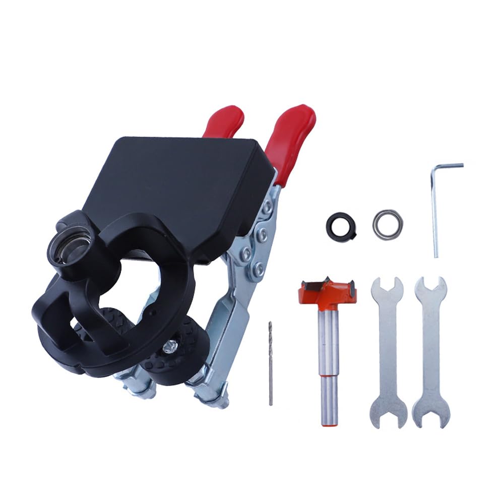35mm Concealed Hinge Jig Kit for Cabinet Door Hinge Installation Cabinet Hardware Jig Tool with Drill Jig,Drill Bit, and Open-end Wrenches for Easy